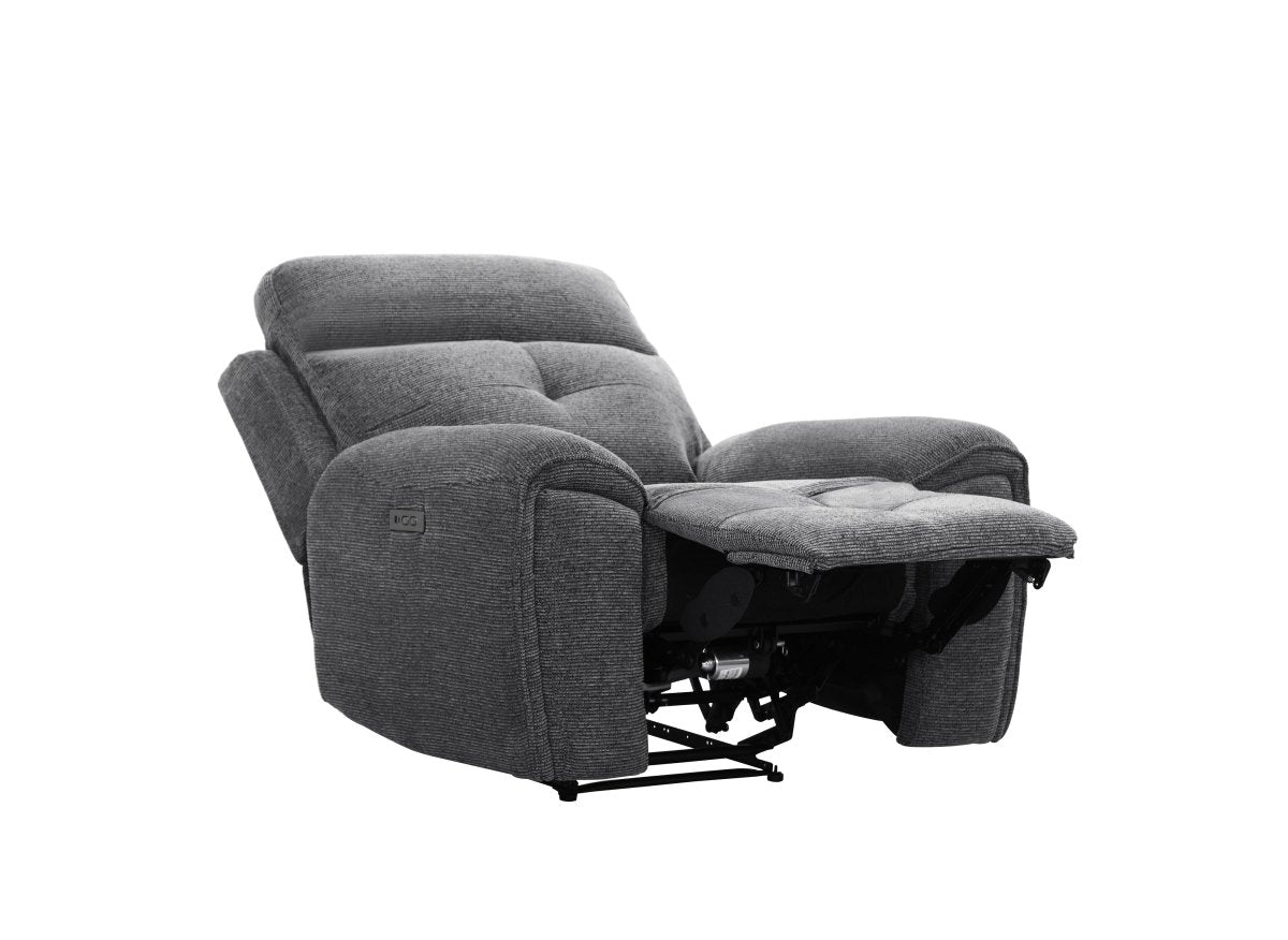 Fauteuil relax électrique en velours texturé gris PATRICIA - DécoInParis