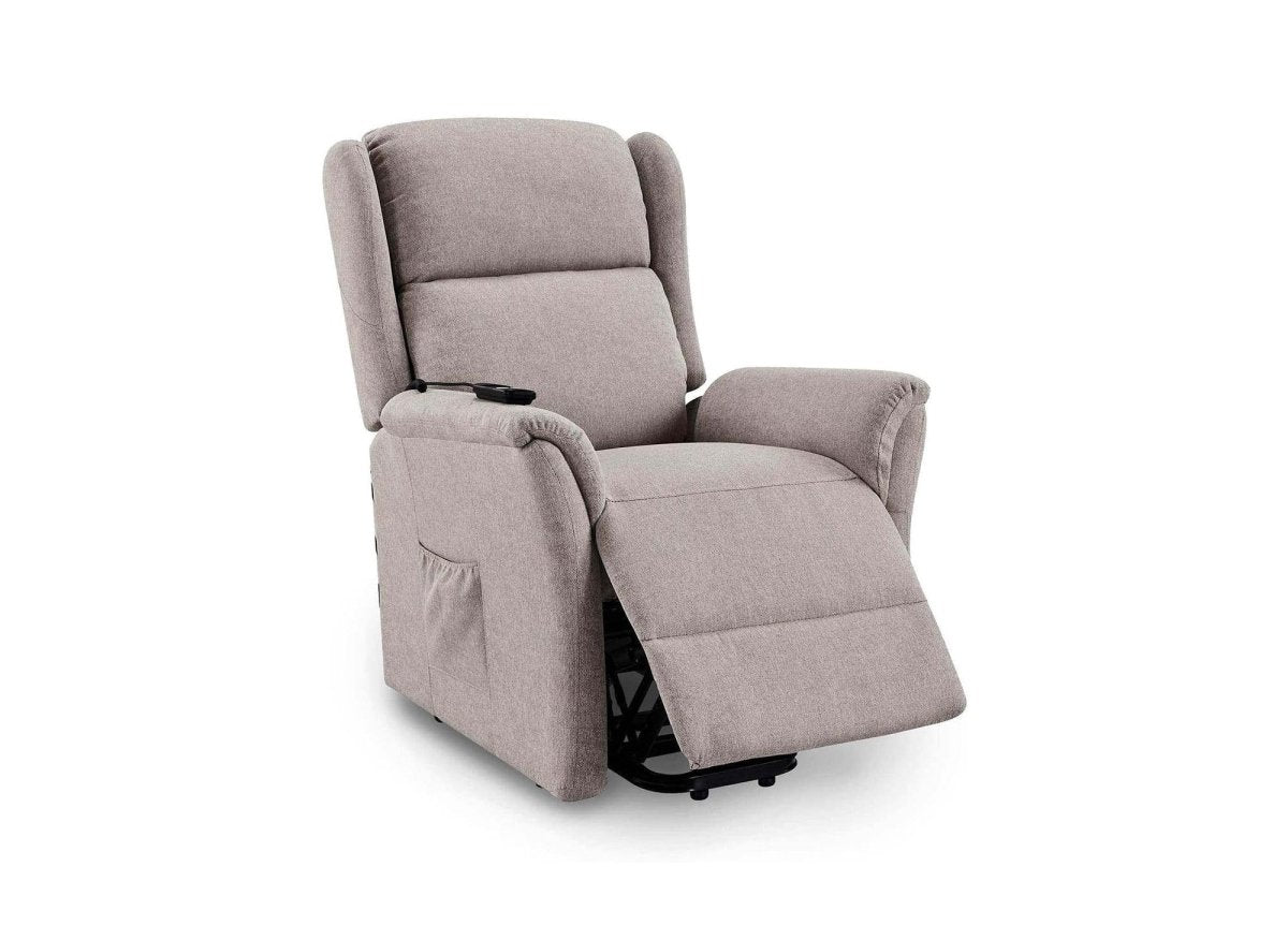 Fauteuil releveur relax en tissu beige à commande électrique PETER - DécoInParis