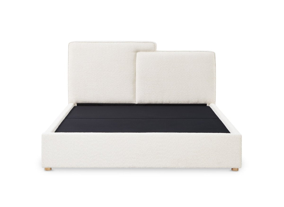 Lit coffre en tissu bouclette beige 160x200 cm ZELIA - DécoInParis