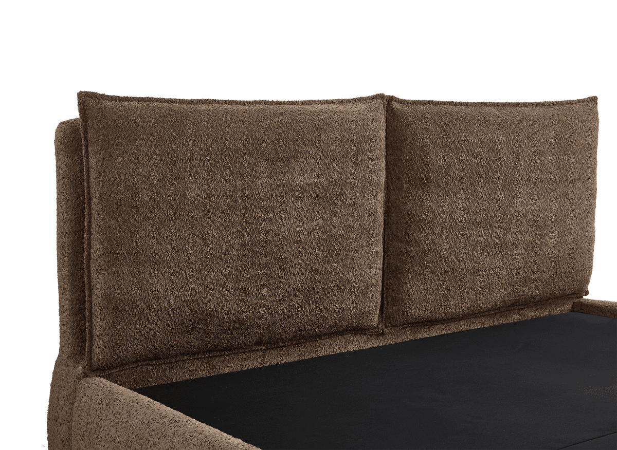 Lit coffre en tissu bouclette marron 180x200 cm MELY - DécoInParis