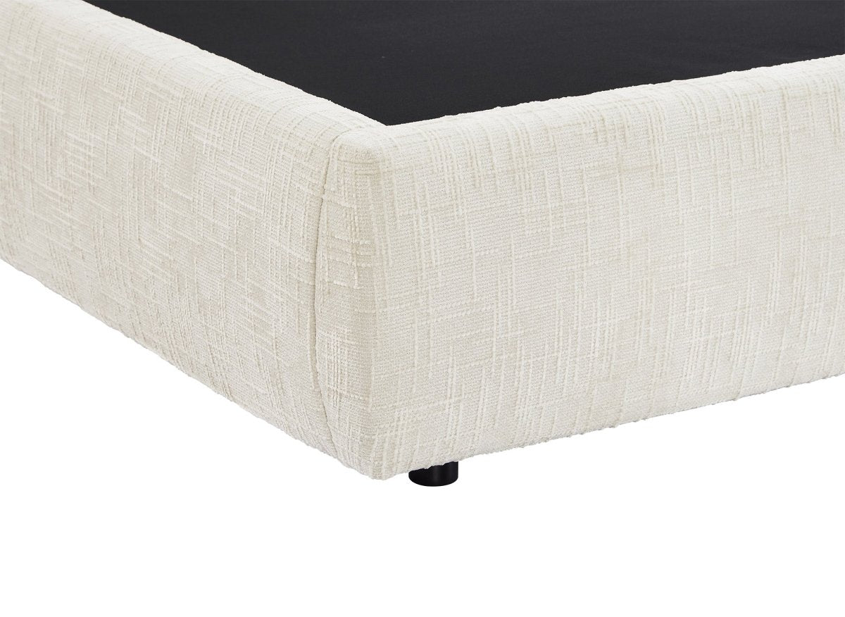 Lit coffre en velours chiné beige 140x190 cm MILENA - DécoInParis