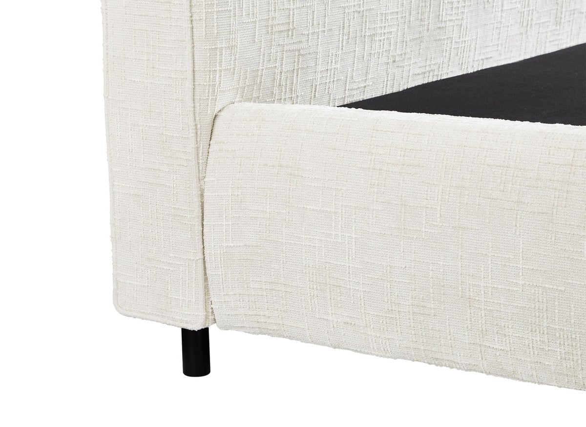 Lit coffre en velours chiné beige 180x200cm MELO - DécoInParis