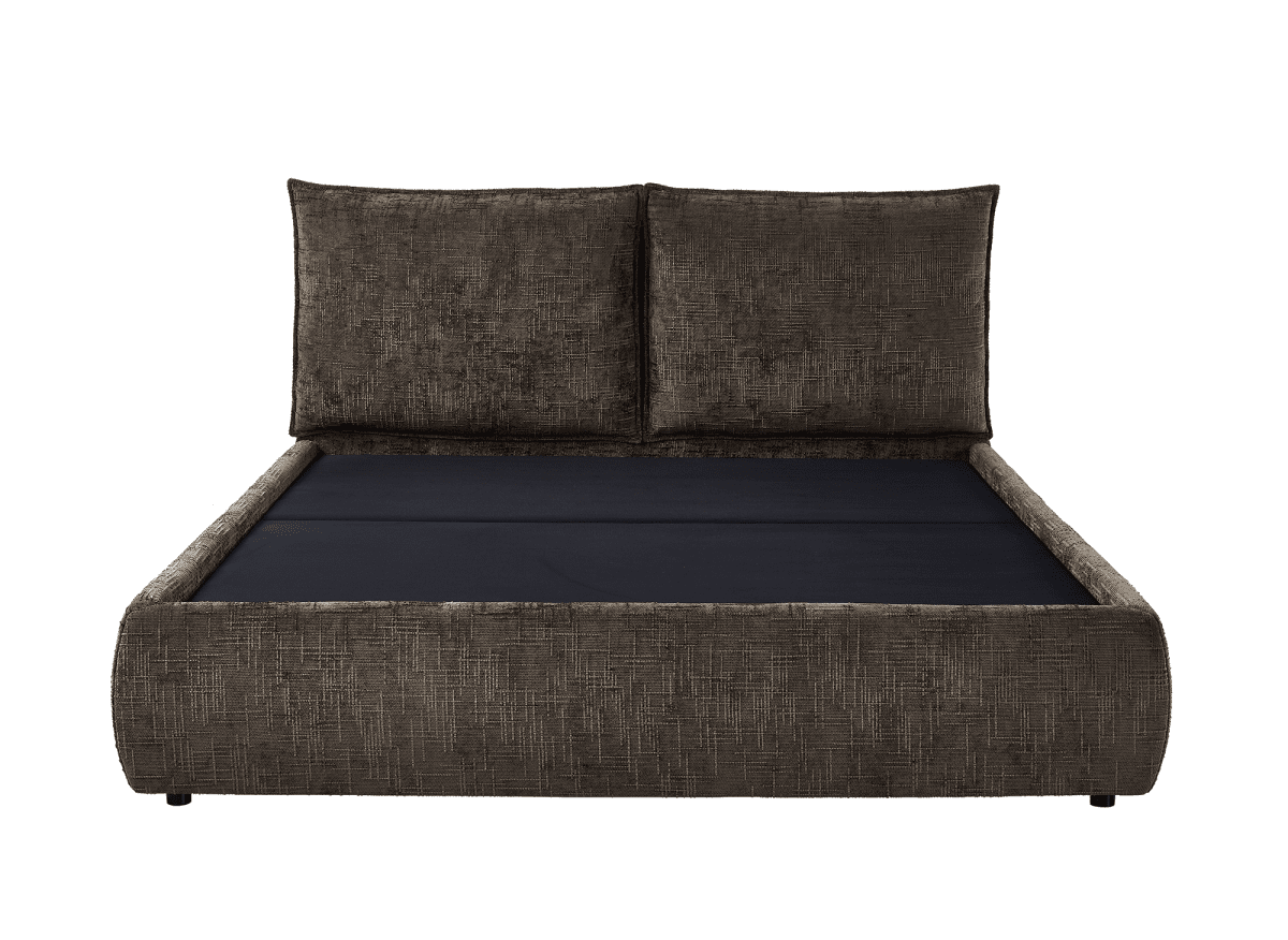 Lit coffre en velours chiné marron 160x200 cm MELY - DécoInParis