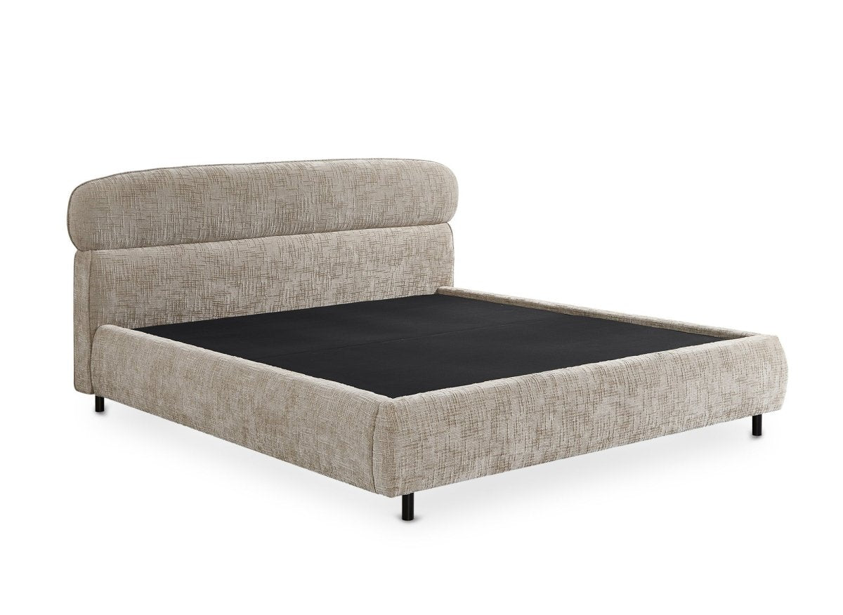 Lit coffre en velours chiné taupe 160x200cm MELO - DécoInParis