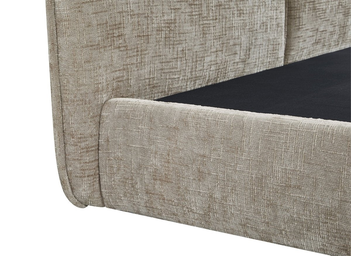Lit coffre en velours chiné taupe 180x200 cm MILENA - DécoInParis