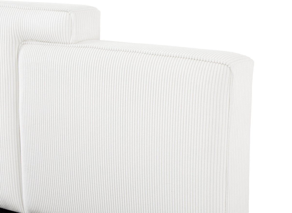 Lit coffre en velours côtelé écru 160x200 cm ZELIA - DécoInParis