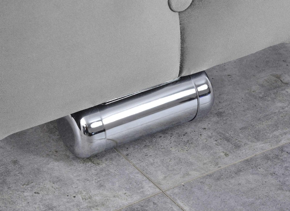 Lit coffre en velours gris 140X190 cm PERLA - DécoInParis