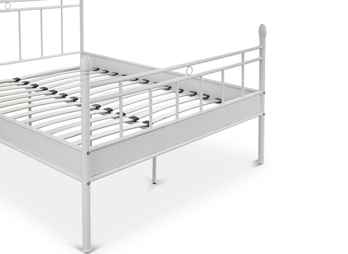 Lit double en métal blanc KADY 160 x 200 cm - DécoInParis