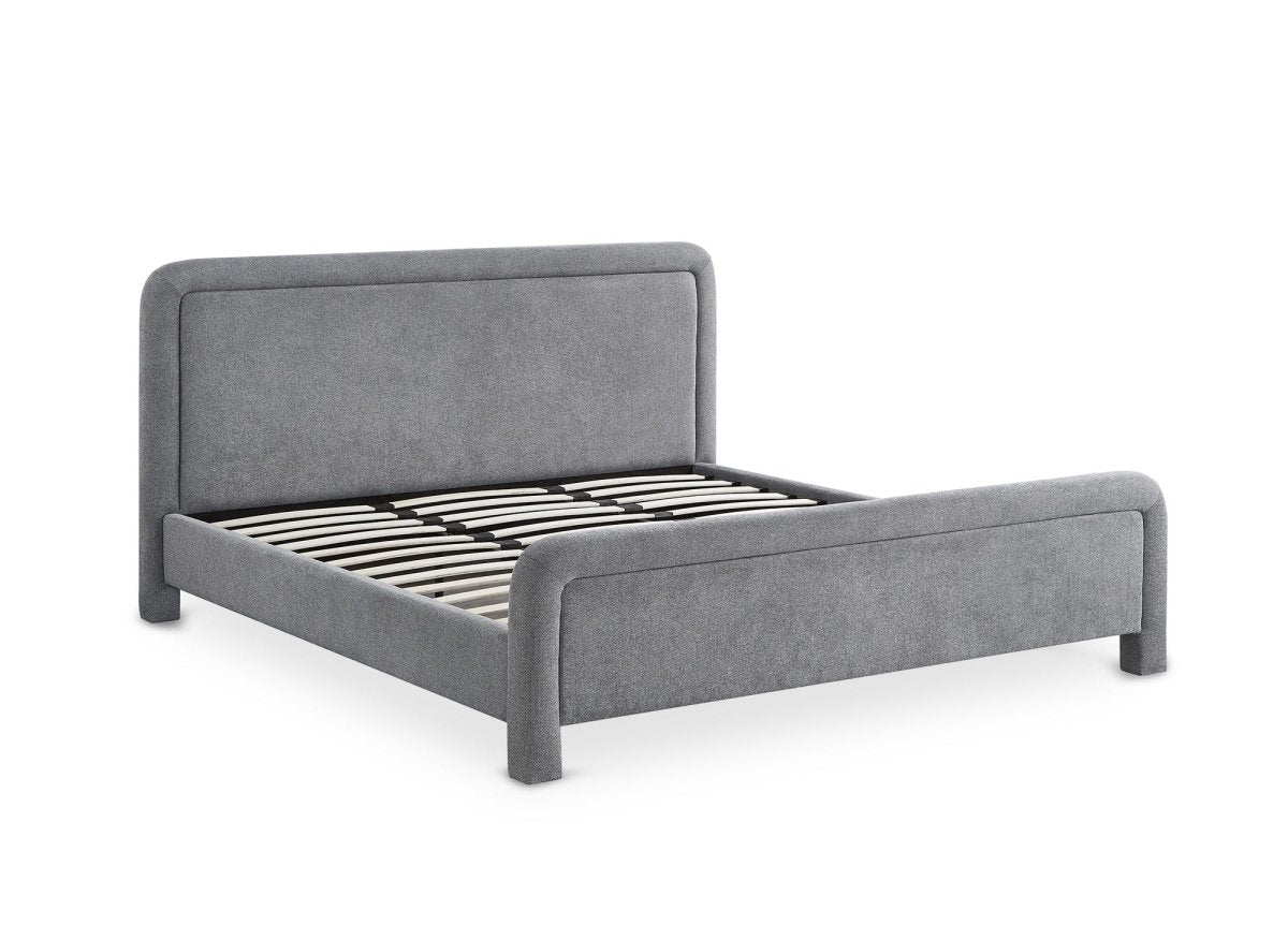 Lit double en tissu doux gris 180 x200 cm ANELA - DécoInParis