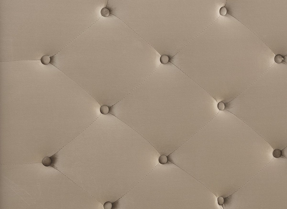 Lit double en velours capitonné en velours taupe MAREVA 160x200 cm - DécoInParis