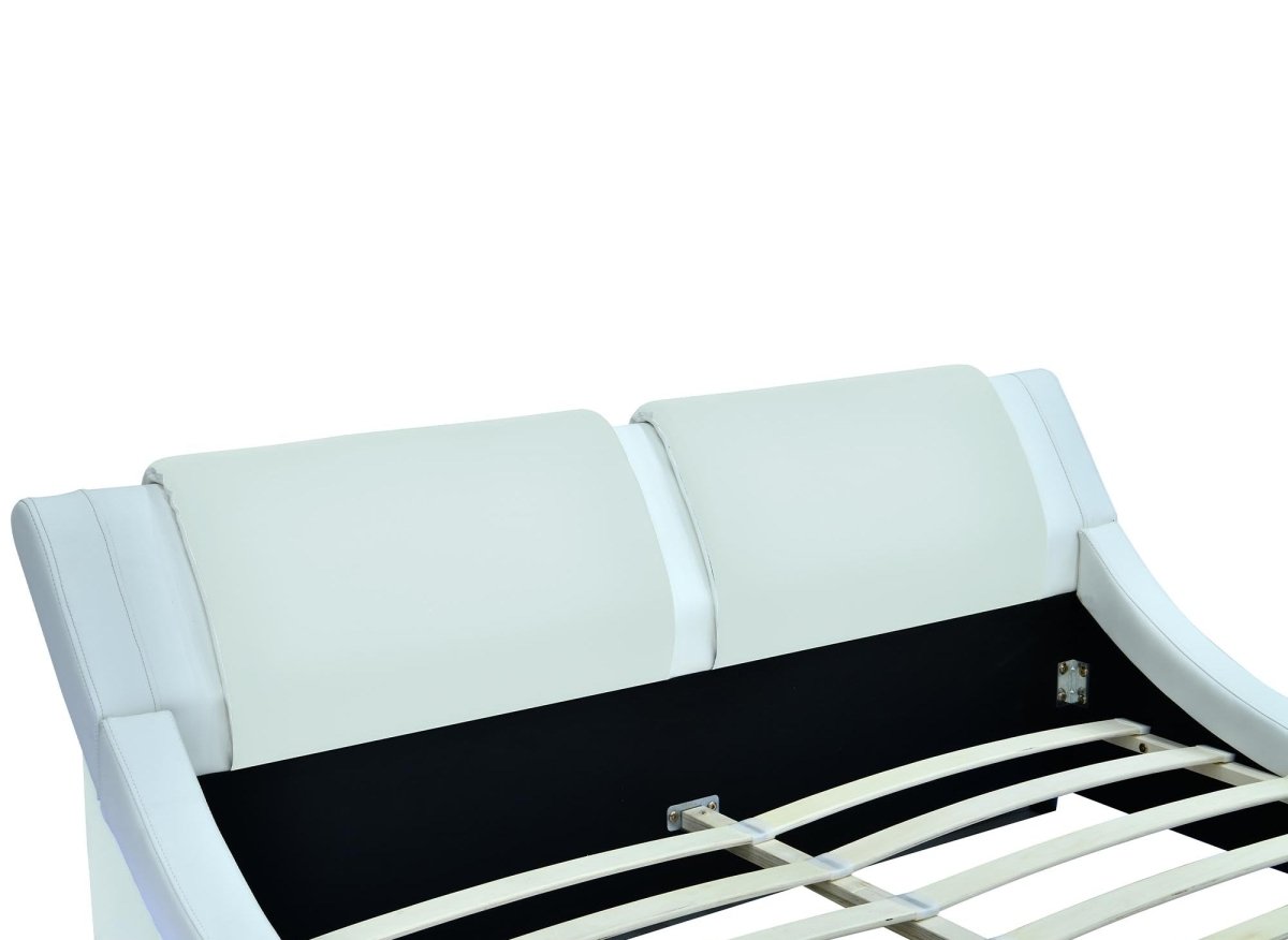 Lit en simili cuir blanc avec LED 160x200 cm ZEDA - DécoInParis