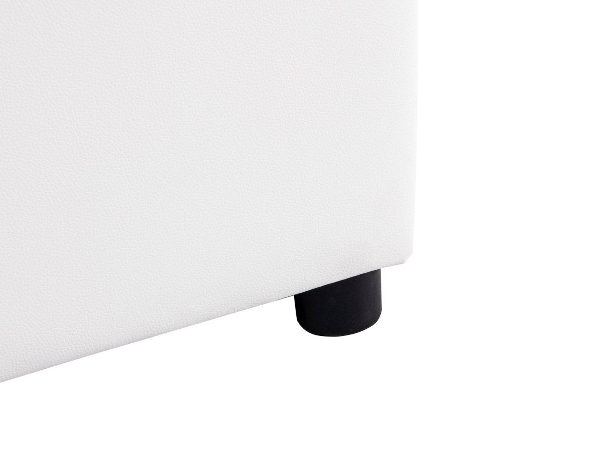 Lit sommier relevable avec coffre en simili cuir blanc 180x200 cm LIZBAN - DécoInParis