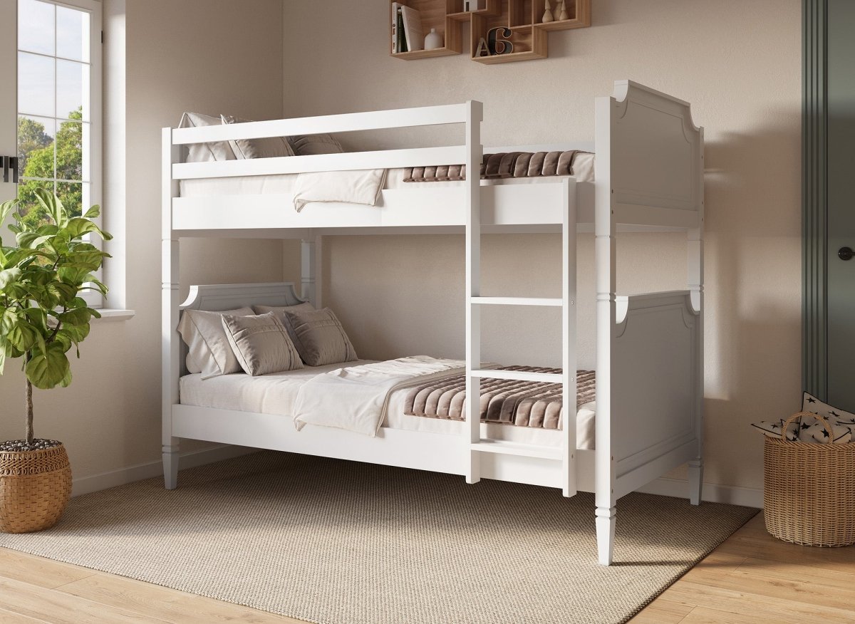 Lit superposé séparable en bois blanc PAULINE 90 x 190 cm - DécoInParis