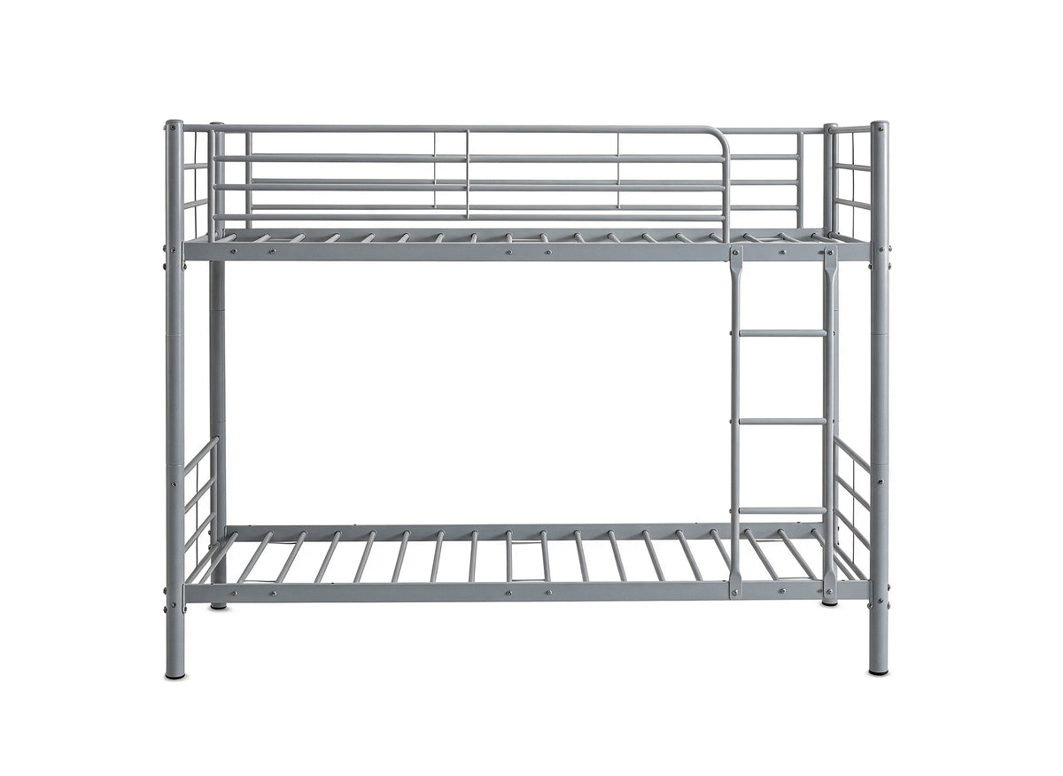 Lit superposé TWINS en métal gris 90 X 190 cm + sommiers
