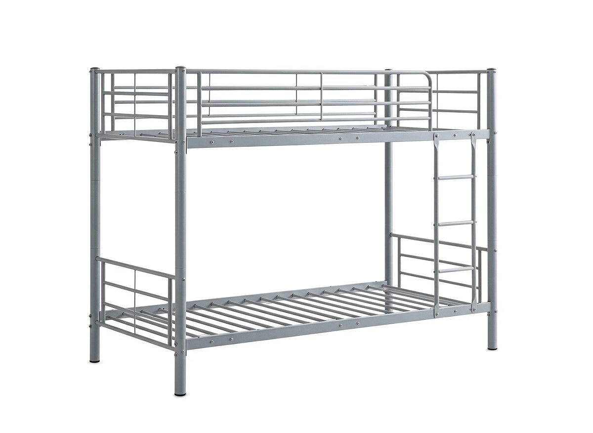 Lit superposé TWINS en métal gris 90 X 190 cm + sommiers