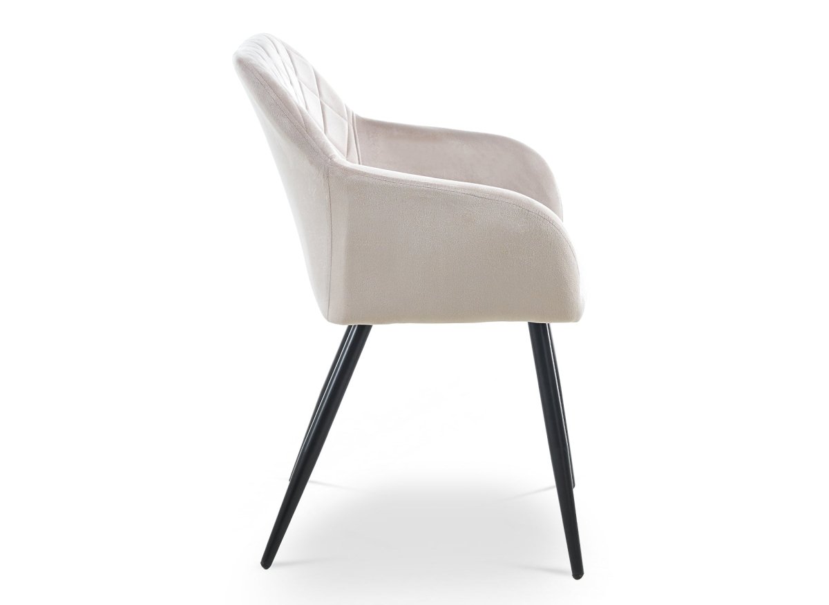 Lot de 2 chaises avec accoudoirs en velours beige KANA - DécoInParis