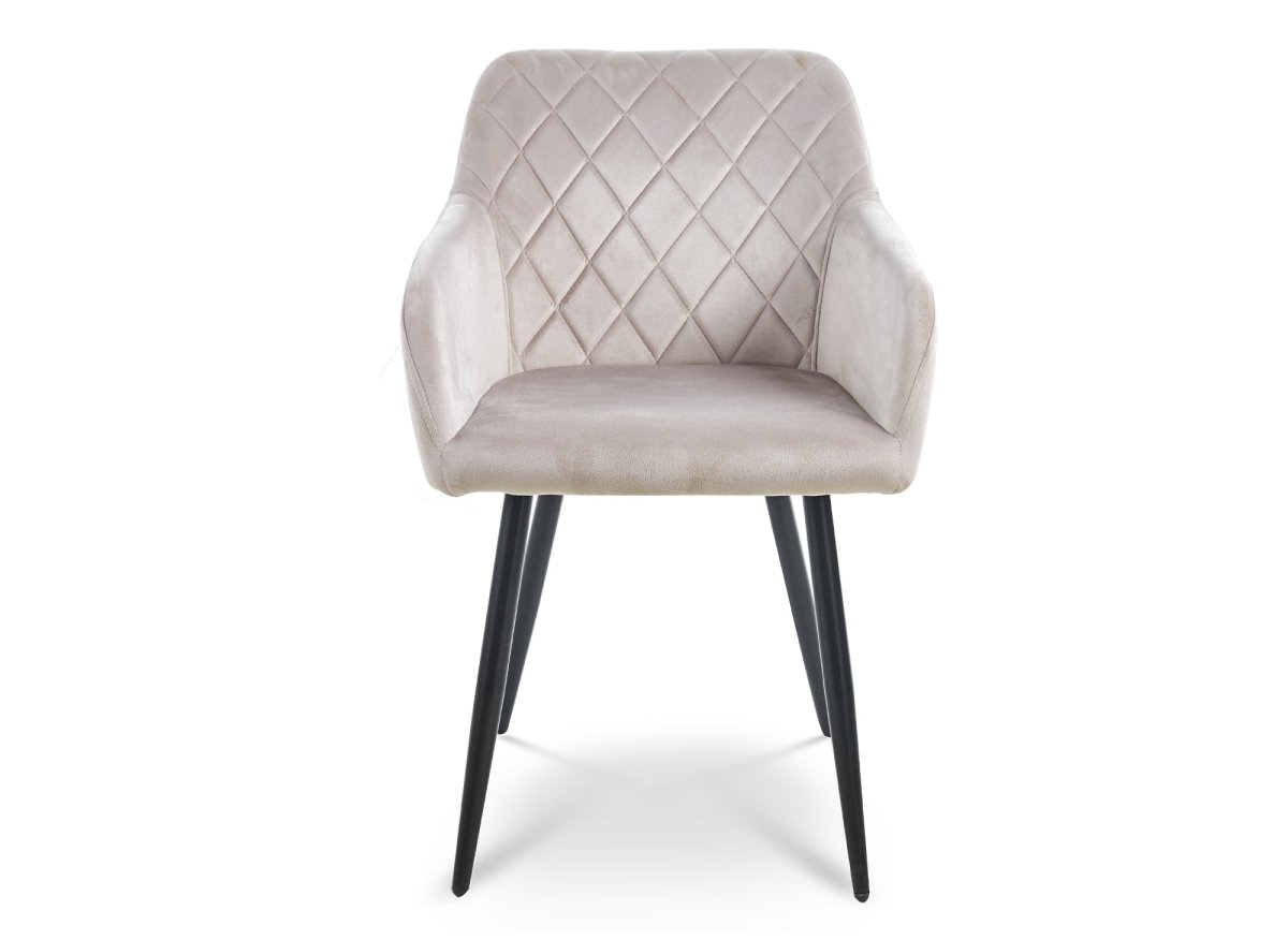 Lot de 2 chaises avec accoudoirs en velours beige KANA - DécoInParis