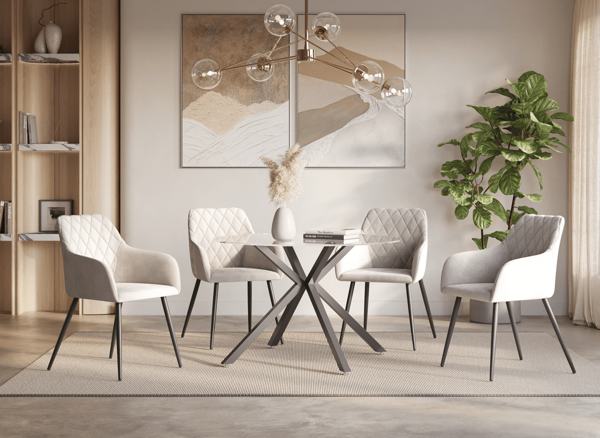 Lot de 2 chaises avec accoudoirs en velours beige KANA - DécoInParis