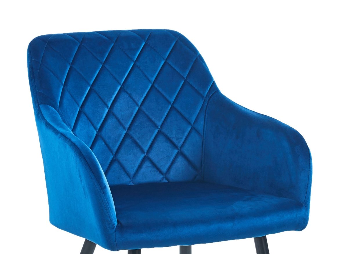 Lot de 2 chaises avec accoudoirs en velours bleu KANA - DécoInParis