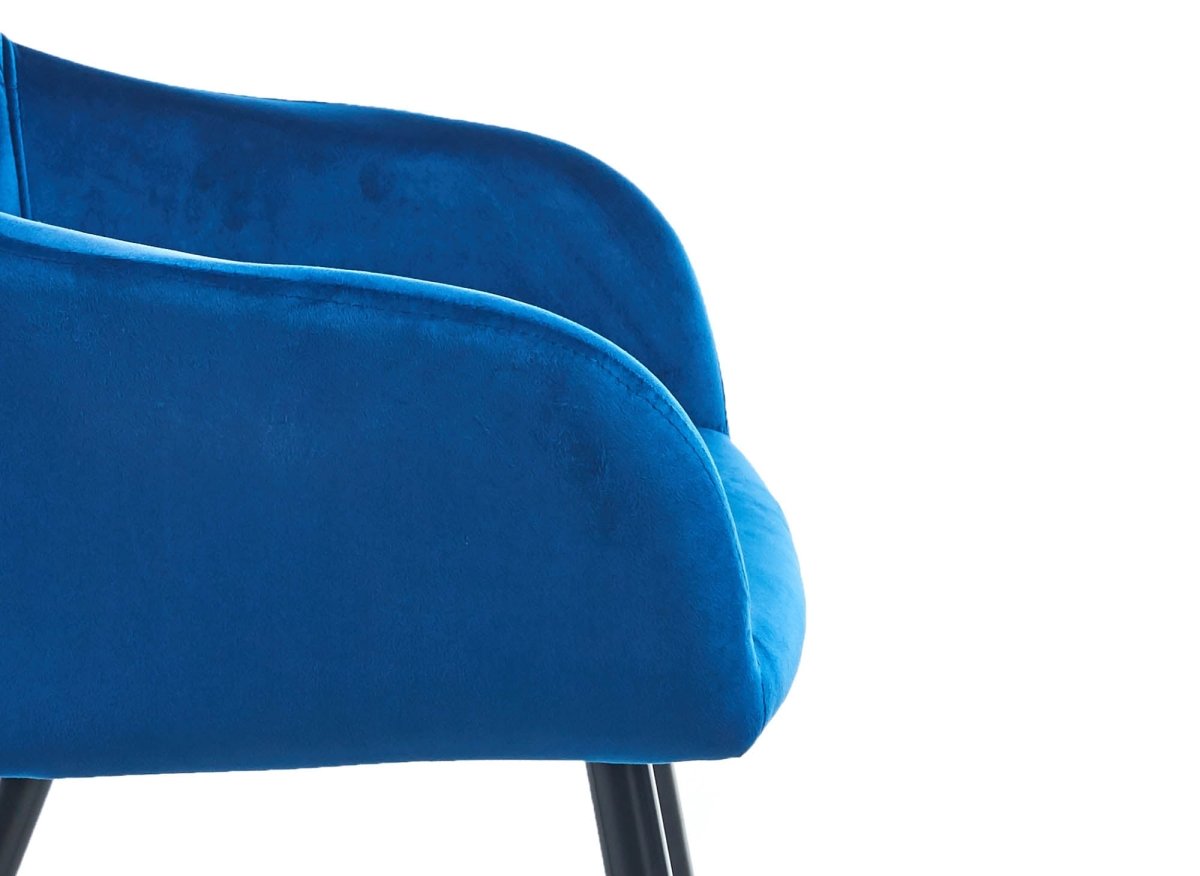 Lot de 2 chaises avec accoudoirs en velours bleu KANA - DécoInParis