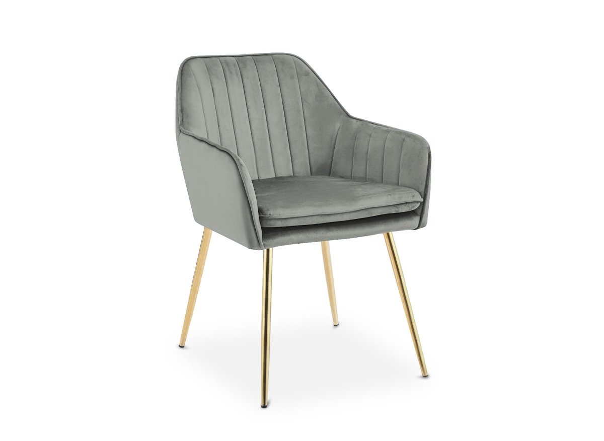 Lot de 2 chaises avec accoudoirs en velours gris EDWIGE - DécoInParis