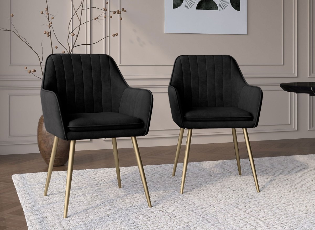 Lot de 2 chaises avec accoudoirs en velours noir EDWIGE - DécoInParis