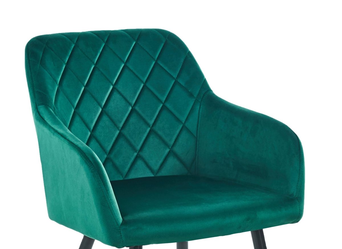 Lot de 2 chaises avec accoudoirs en velours vert KANA - DécoInParis