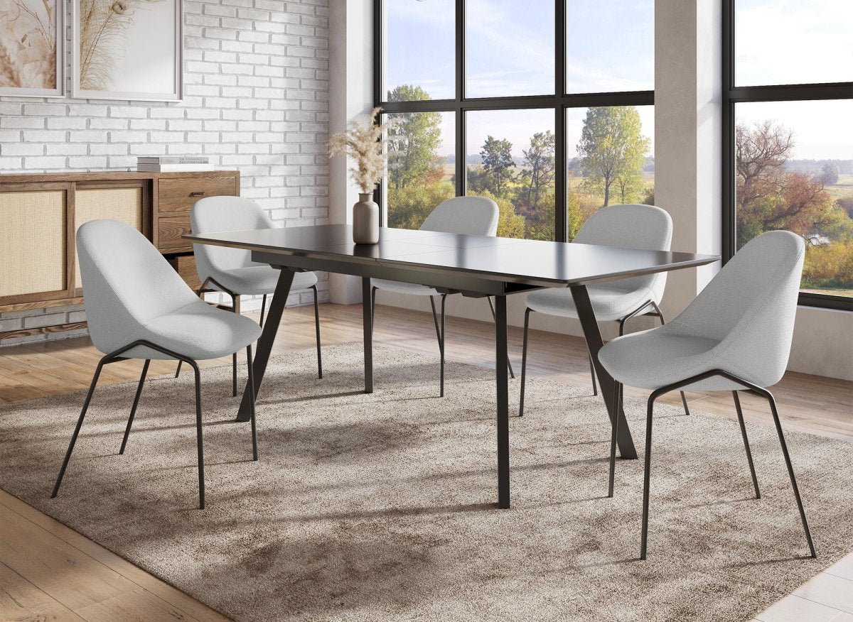 Lot de 2 chaises design en tissu lin gris ZAYA - DécoInParis