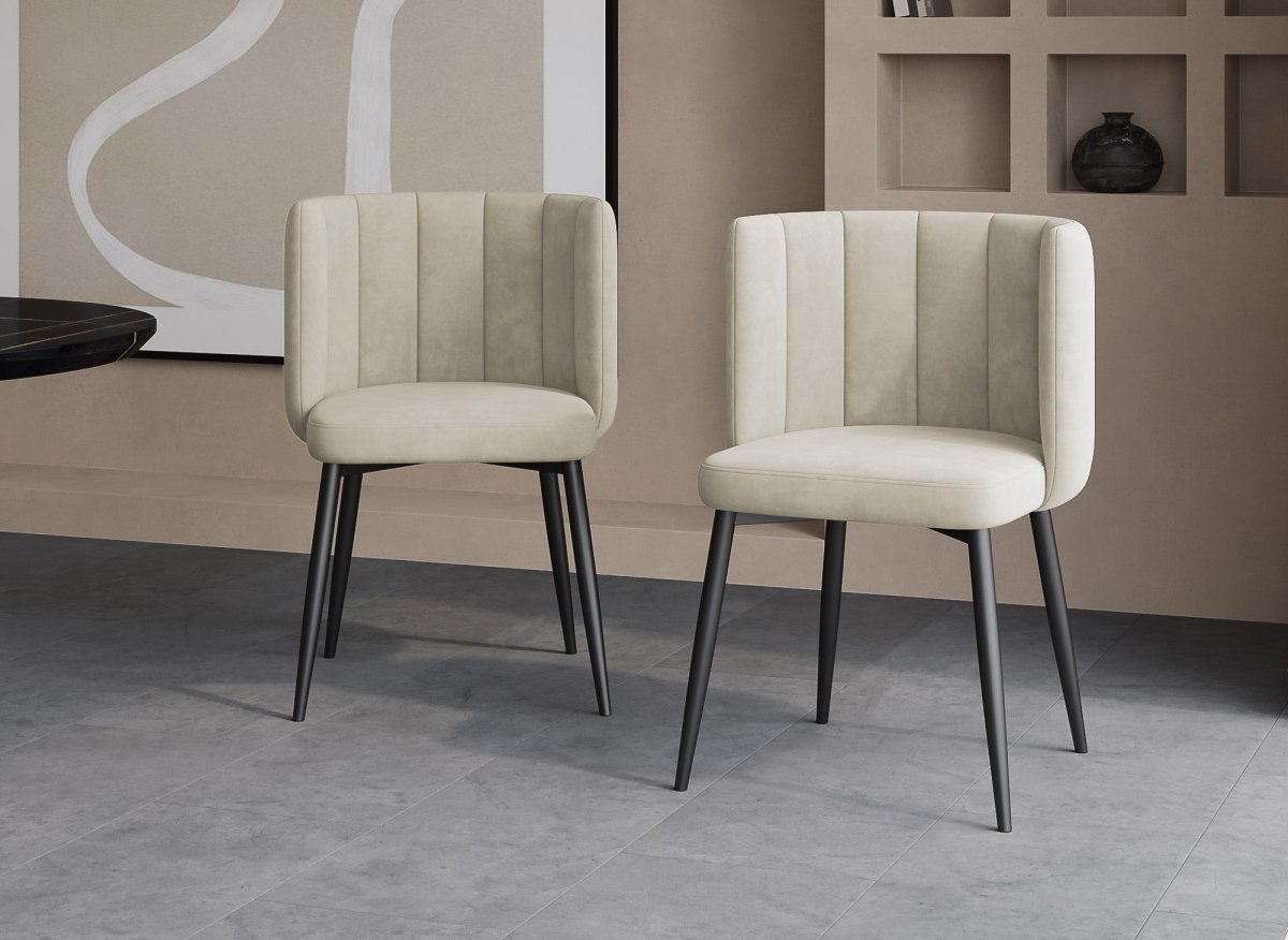 Lot de 2 chaises design en velours beige DEBBY - DécoInParis