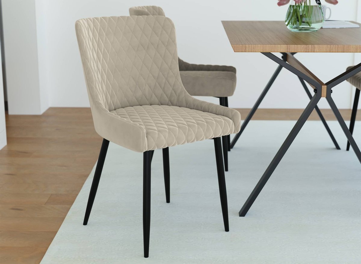 Lot de 2 chaises design en velours beige JENNY - DécoInParis