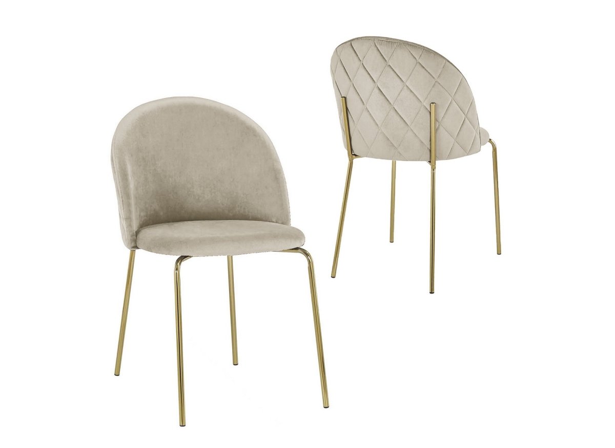 Lot de 2 chaises design en velours beige KENNETH - DécoInParis