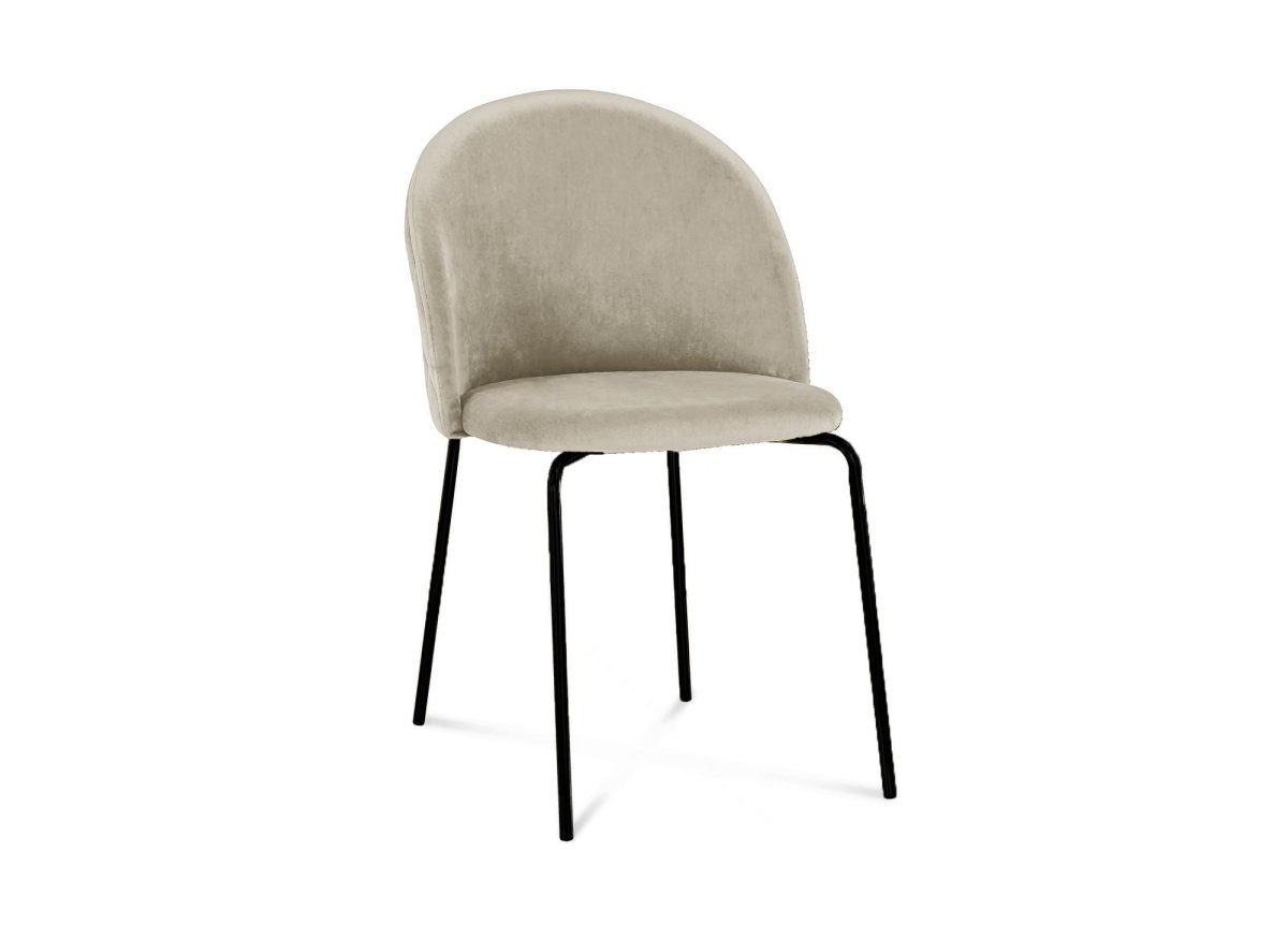 Lot de 2 chaises design en velours beige pieds noirs KENNETH - DécoInParis