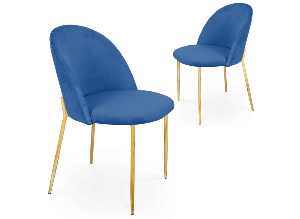 Lot de 2 chaises design en velours bleu ARABEL - DécoInParis