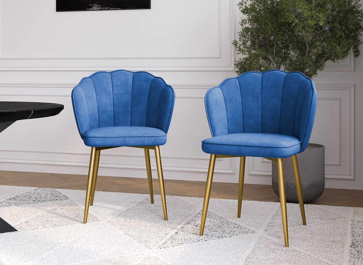 Lot de 2 chaises design en velours bleu GARANCE - DécoInParis