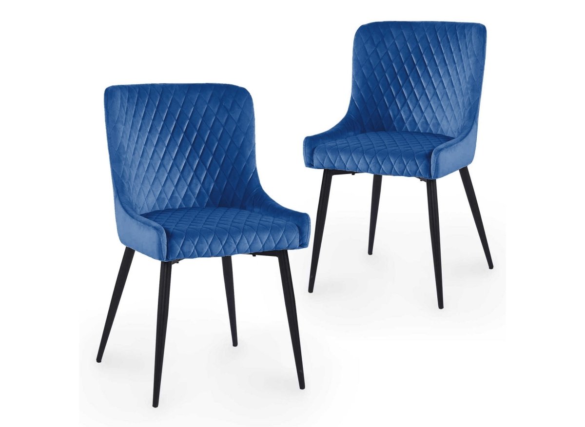 Lot de 2 chaises design en velours bleu JENNY - DécoInParis