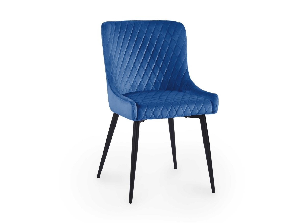 Lot de 2 chaises design en velours bleu JENNY - DécoInParis