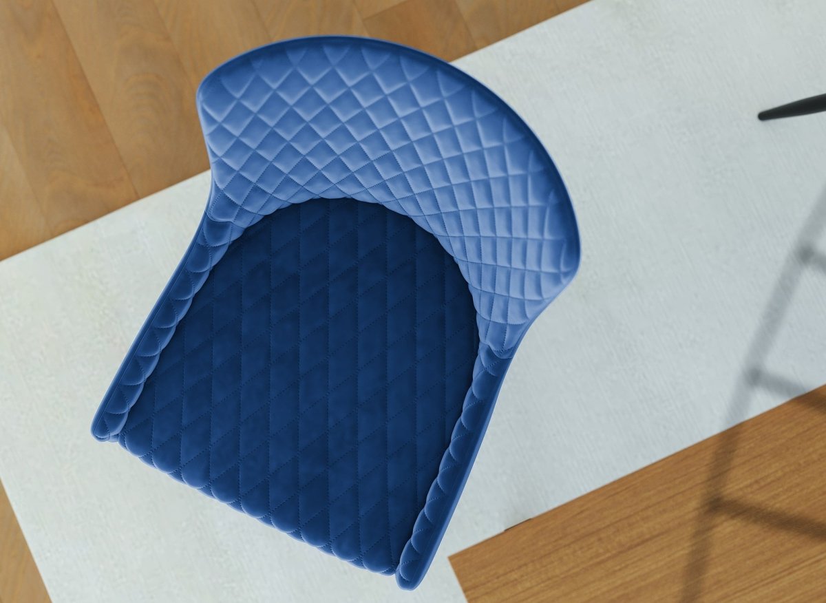Lot de 2 chaises design en velours bleu JENNY - DécoInParis