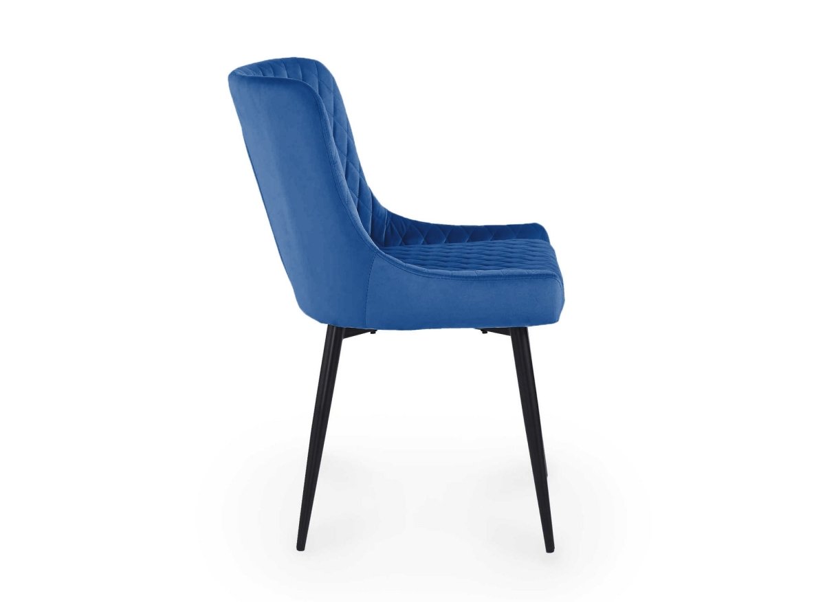 Lot de 2 chaises design en velours bleu JENNY - DécoInParis