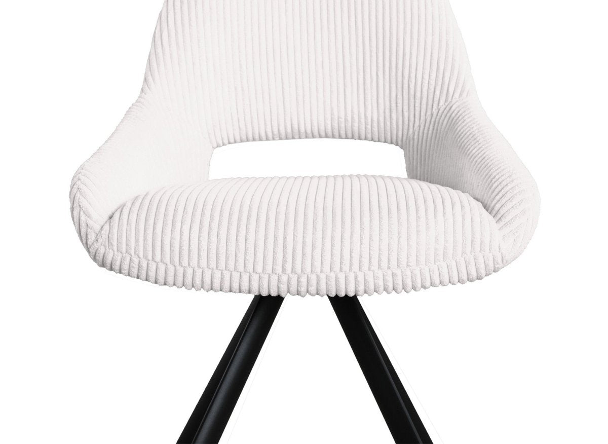 Lot de 2 chaises design en velours côtelé blanc écru SYRA - DécoInParis