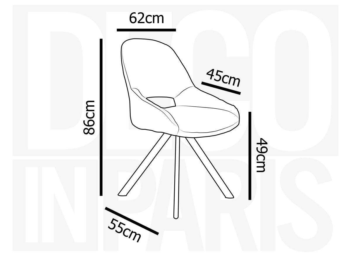 Lot de 2 chaises design en velours côtelé gris SYRA - DécoInParis