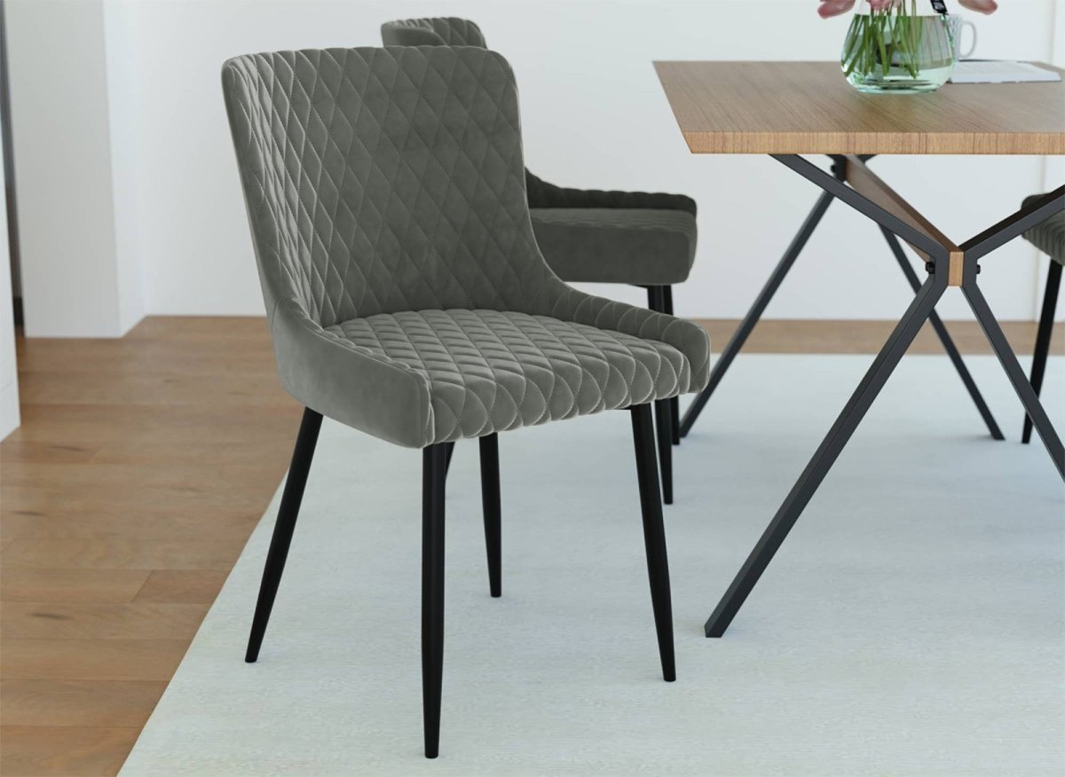 Lot de 2 chaises design en velours gris JENNY - DécoInParis