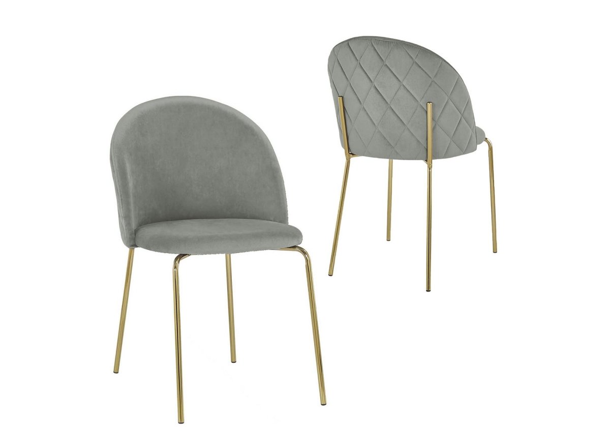Lot de 2 chaises design en velours gris KENNETH - DécoInParis