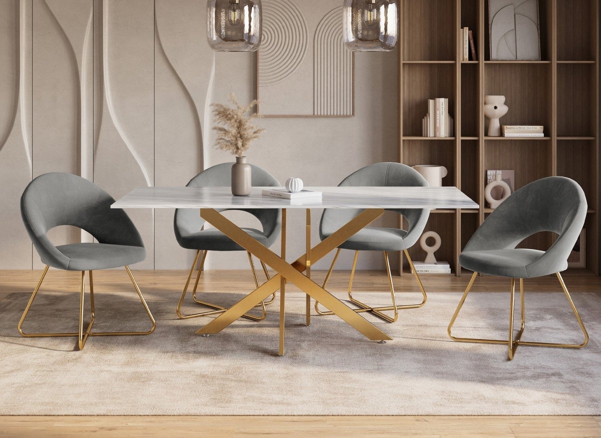 Lot de 2 chaises design en velours gris PETRA - DécoInParis