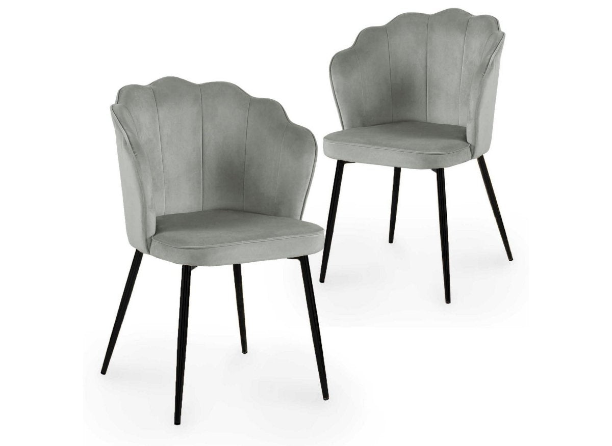 Lot de 2 chaises design en velours gris pieds noirs GARANCE - DécoInParis