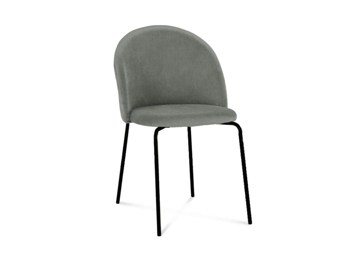 Lot de 2 chaises design en velours gris pieds noirs KENNETH - DécoInParis