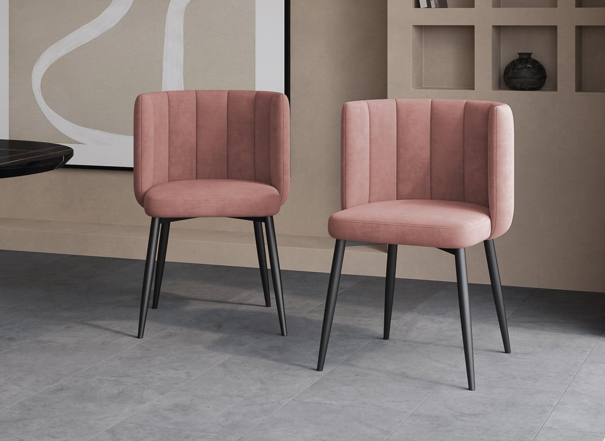 Lot de 2 chaises design en velours rose DEBBY - DécoInParis