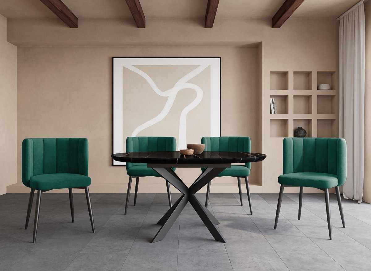 Lot de 2 chaises design en velours vert DEBBY - DécoInParis