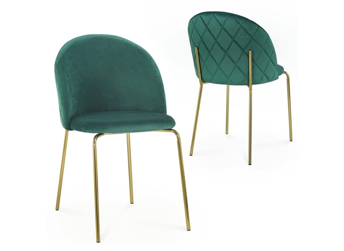 Lot de 2 chaises design en velours vert KENNETH - DécoInParis
