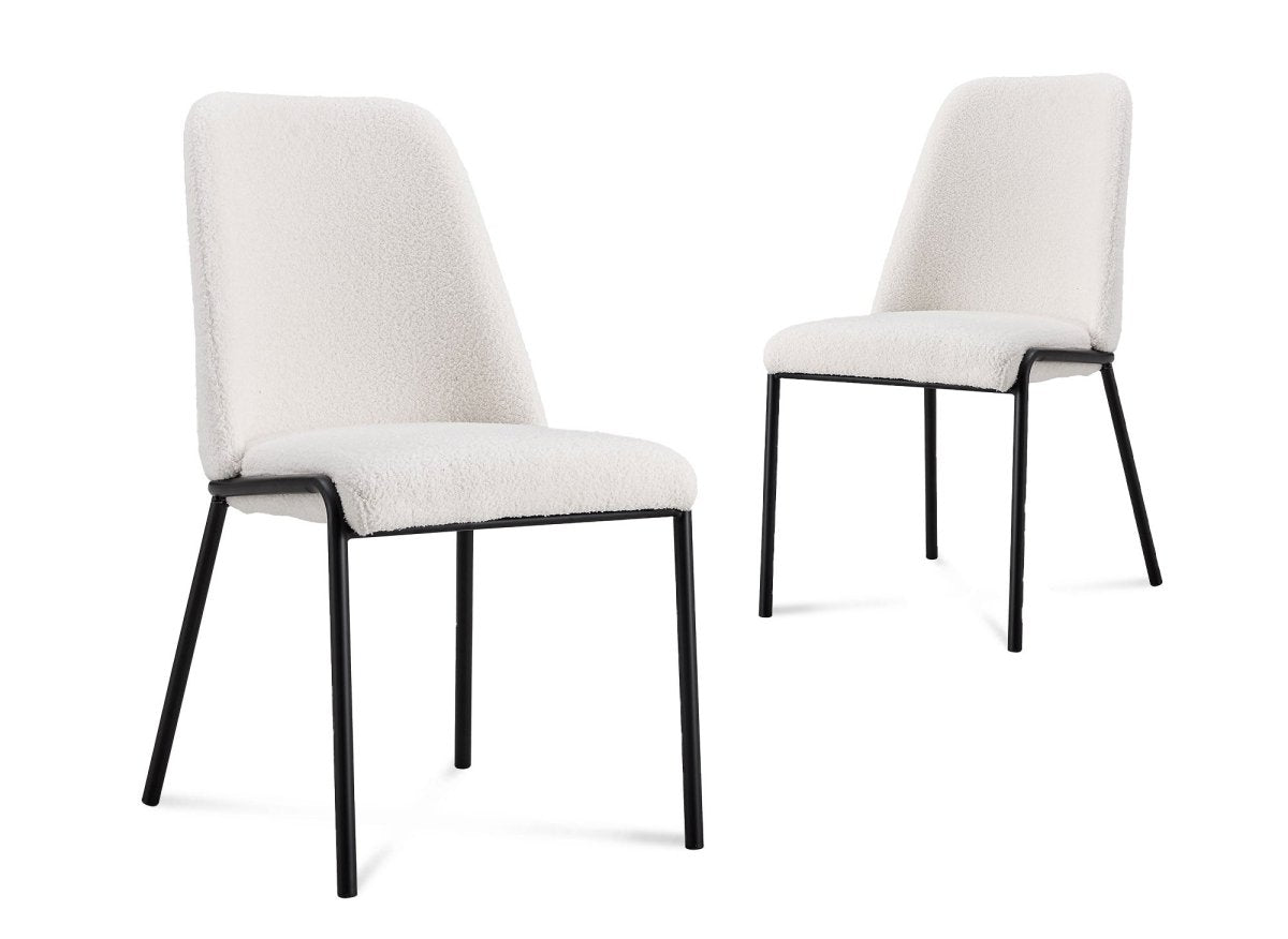 Lot de 2 chaises effet peau de mouton blanc APRIL - DécoInParis
