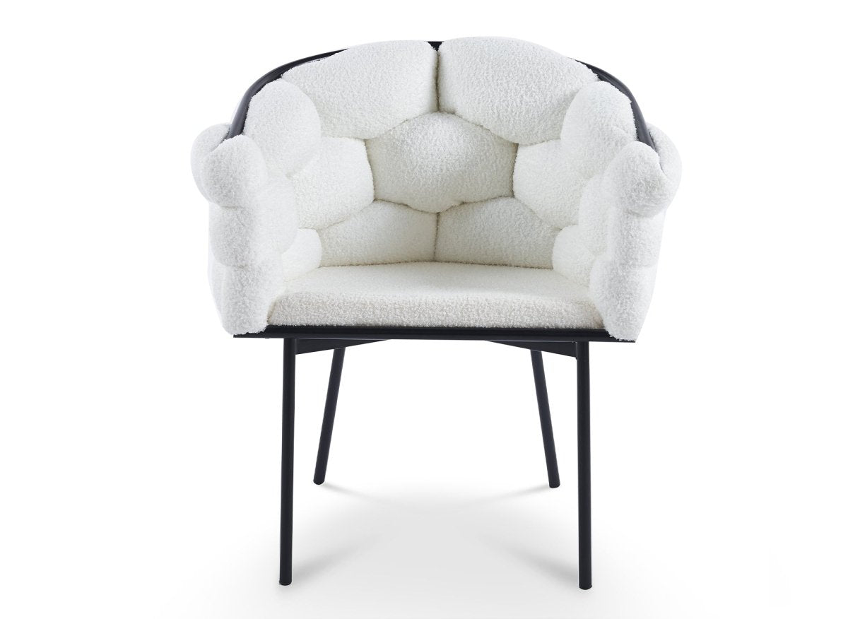 Lot de 2 chaises effet peau de mouton blanc pieds en métal noir CHARLOTTE - DécoInParis